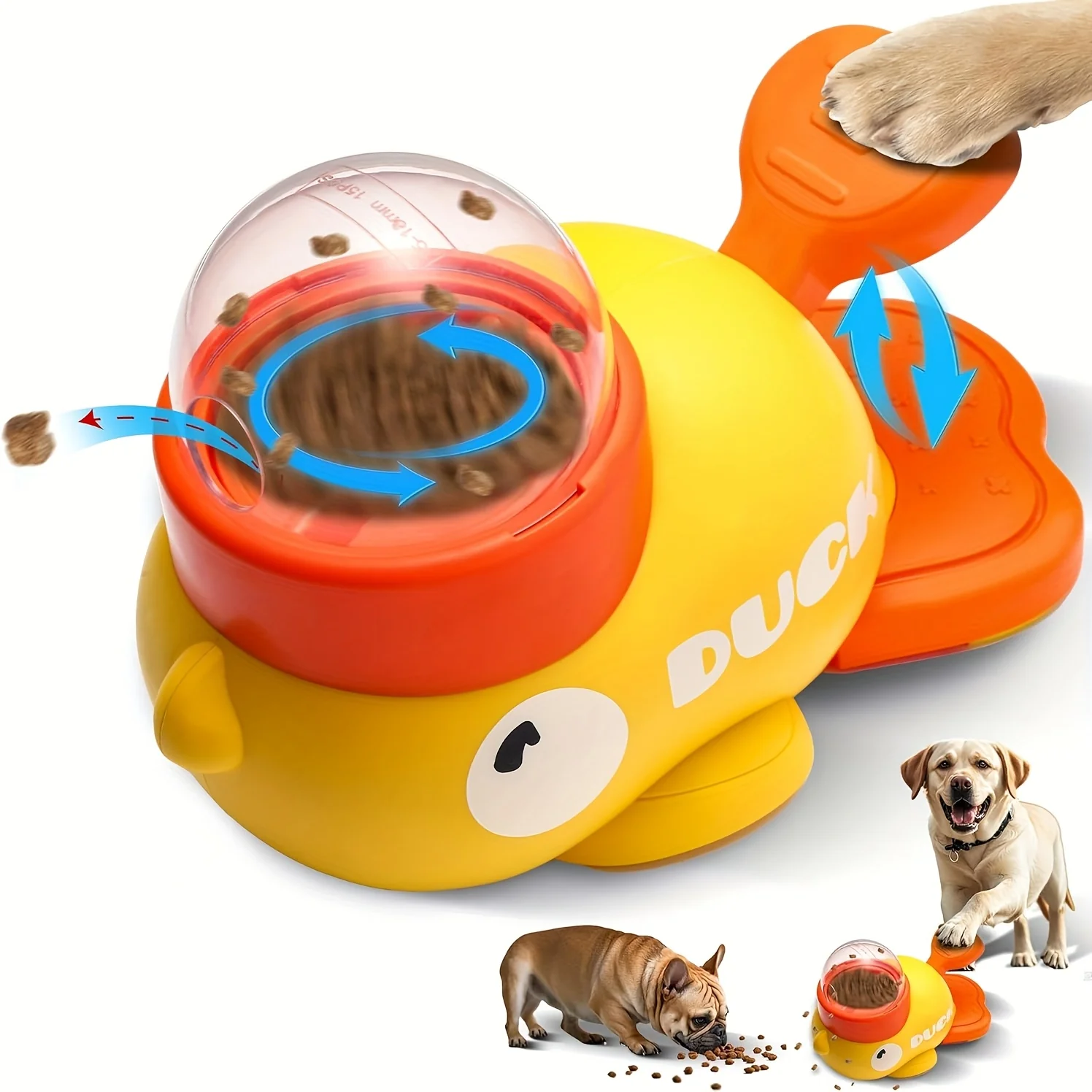 Interactive Press Dog Snack Dispenser Toy - Slow Feeder Puzzle Feeder, Duck Design, Encourages Healthy Eating & Mental Development, Durable Plastic Material, Perfect for All Breed Sizes, Dog Treats | Duckshaped | Durable Plastic