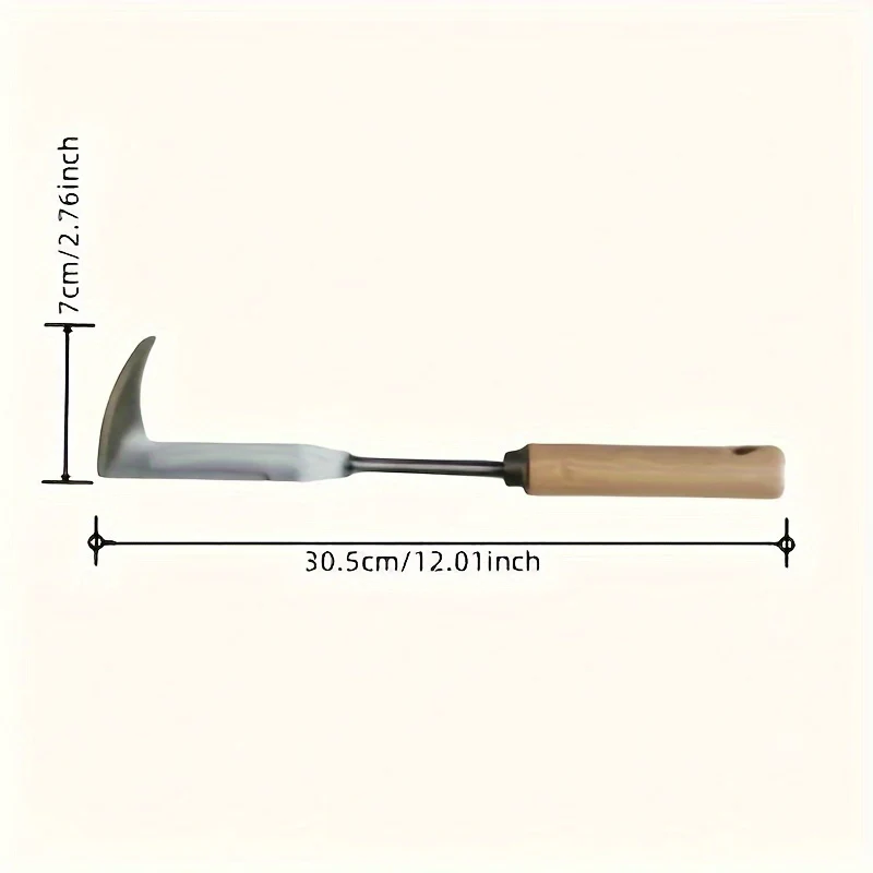 Heavy-Duty Weeding Tool Heavy-Duty 1pc Metal Crack Weeding Tool with Ergonomic Wooden Handle | Manual Grass Cutter for Roadside, Sidewalks & Driveways - Efficient Weed Removal in Tight Spaces, Weeder Trimmers